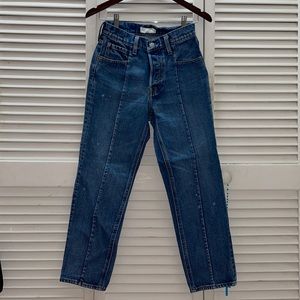 LEVIS BLUE WAHSED ALTERED STRAIGHT MOM JEANS